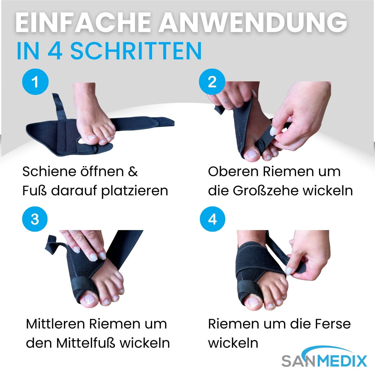 Hallux Valgus Korrekur-Set – Schiene &  Zehenspreizer
