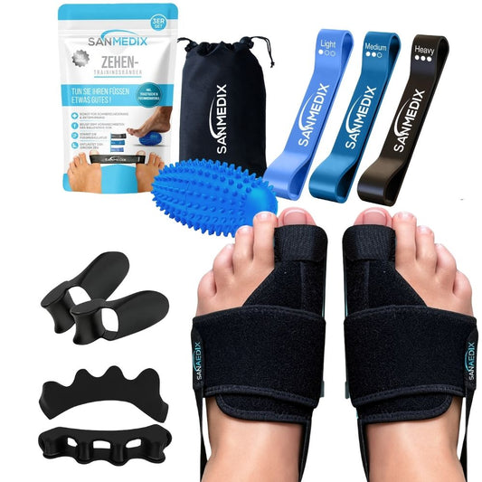 Hallux Valgus Set – Schiene, Zehenspreizer, Trainingsbänder & Massageball