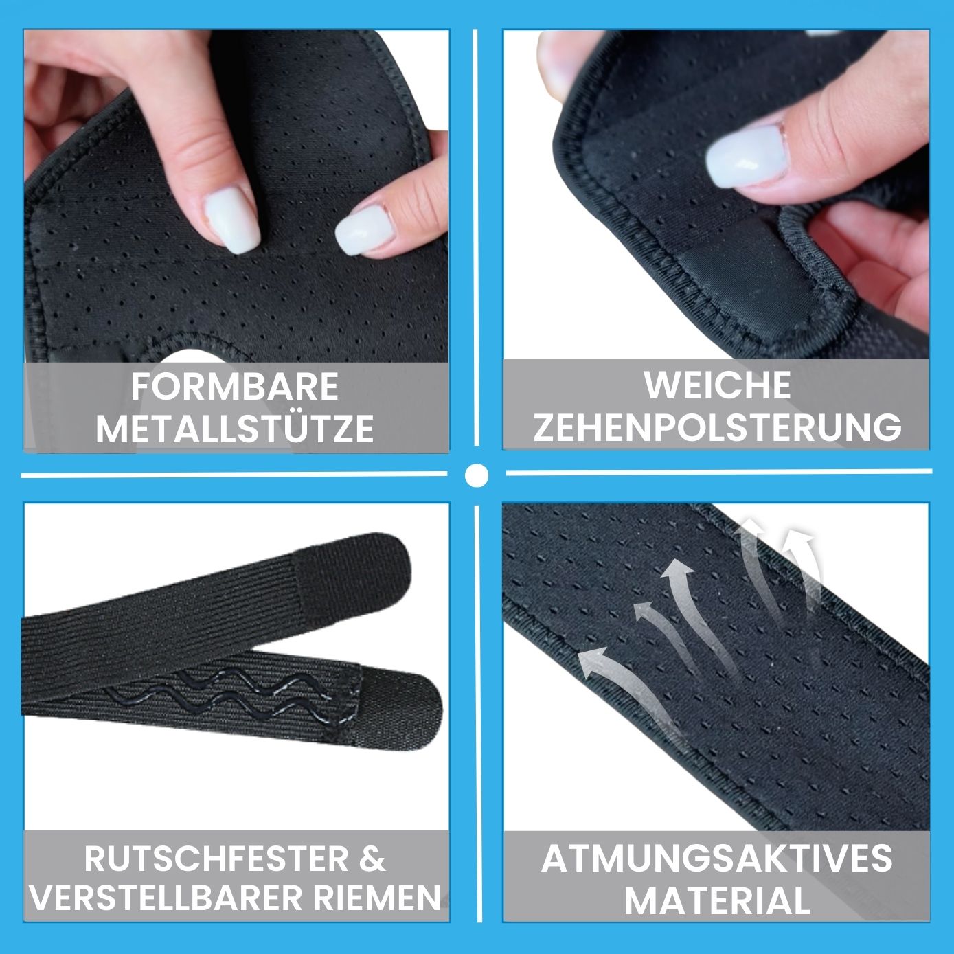 Hallux-Care Komplettset – Schiene, Zehenspreizer, Trainingsband & Fußroller