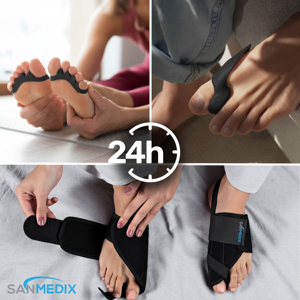 Hallux-Care Komplettset – Schiene, Zehenspreizer, Trainingsband & Fußroller