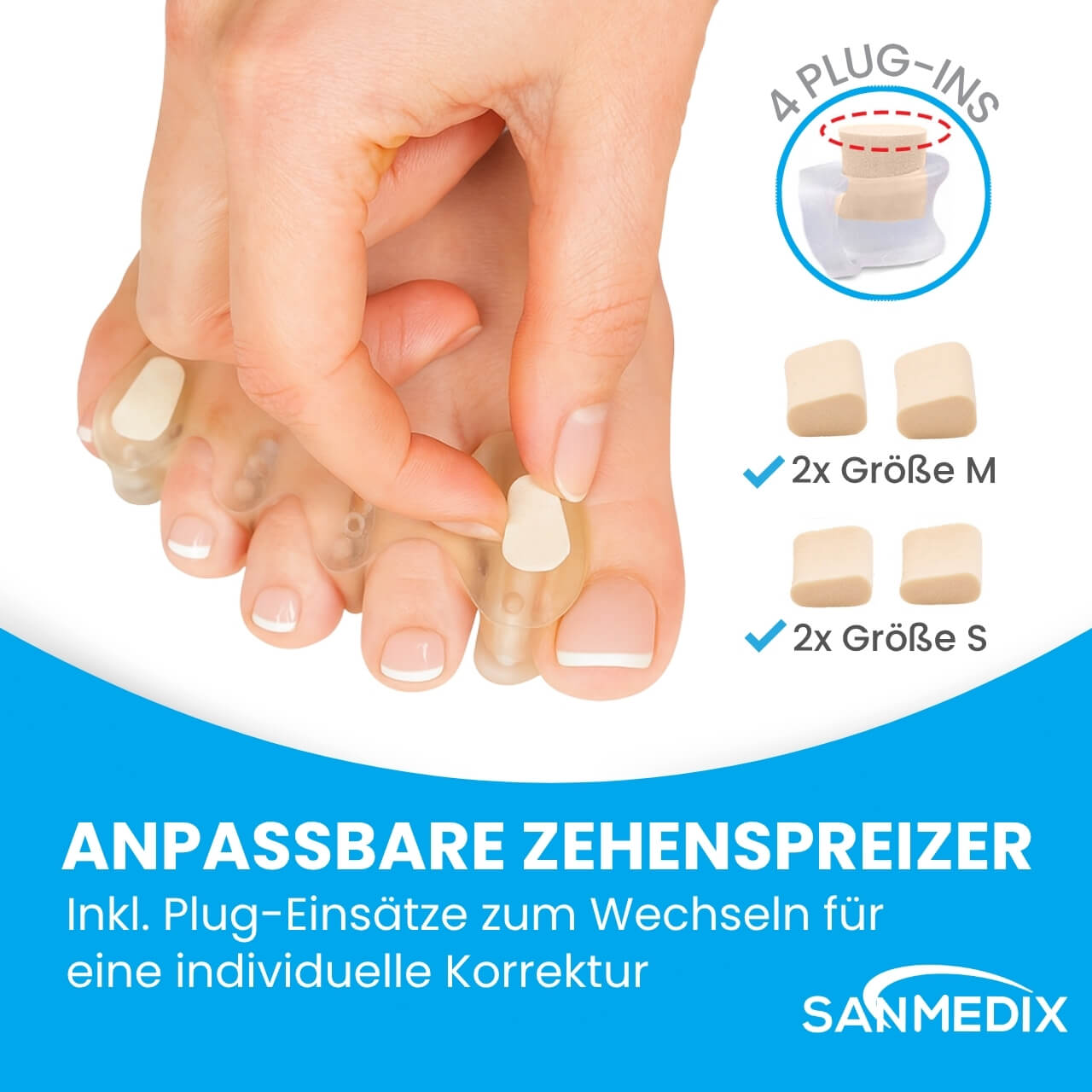FlexToe - Zehenspreizer mit Plug-In-System – 2 Paar (4 Stück)